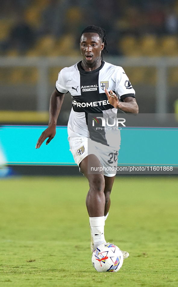 Woyo Coulibaly of Parma Calcio is in action during the Serie A match between Lecce and Parma in Lecce, Italy, on September 21, 2024. 