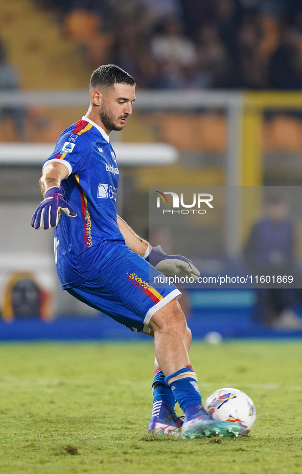 Wladimiro Falcone of US Lecce during the Serie A match between Lecce and Parma in Lecce, Italy, on September 21, 2024. 