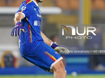 Wladimiro Falcone of US Lecce during the Serie A match between Lecce and Parma in Lecce, Italy, on September 21, 2024. (