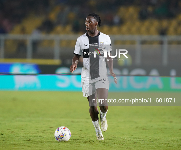 Woyo Coulibaly of Parma Calcio is in action during the Serie A match between Lecce and Parma in Lecce, Italy, on September 21, 2024. 