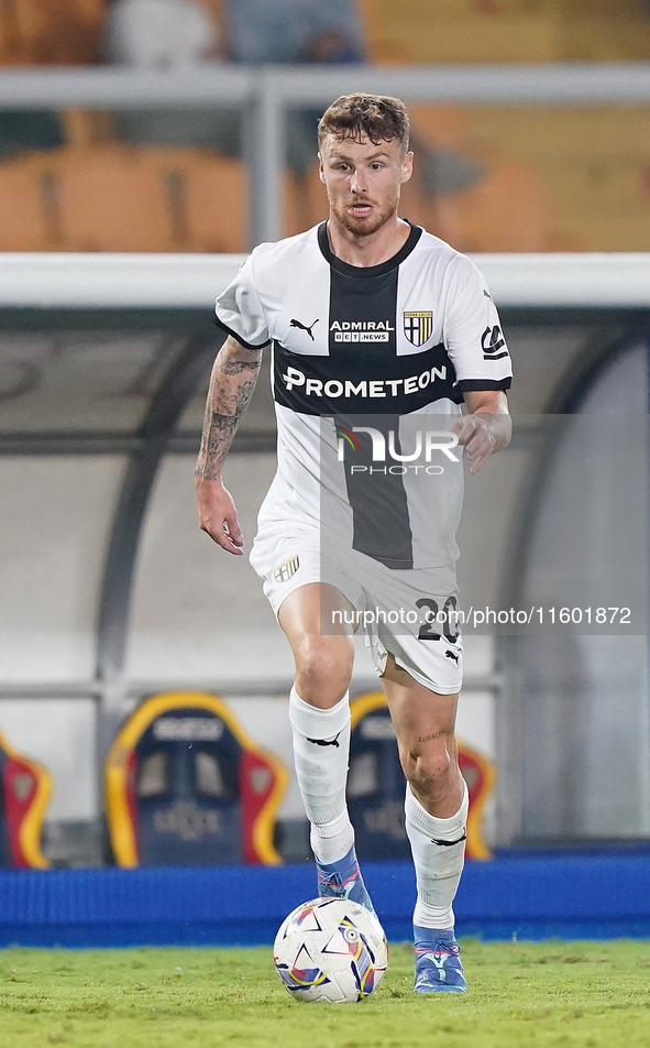 Antoine Hainaut of Parma Calcio is in action during the Serie A match between Lecce and Parma in Lecce, Italy, on September 21, 2024. 