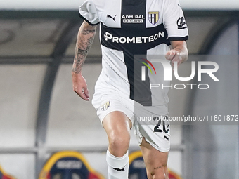 Antoine Hainaut of Parma Calcio is in action during the Serie A match between Lecce and Parma in Lecce, Italy, on September 21, 2024. (