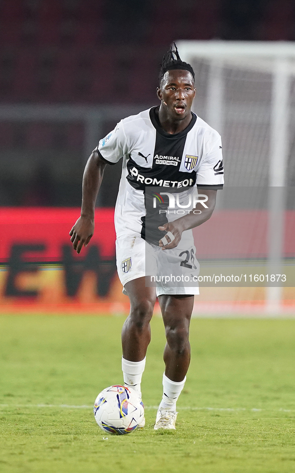 Woyo Coulibaly of Parma Calcio is in action during the Serie A match between Lecce and Parma in Lecce, Italy, on September 21, 2024. 