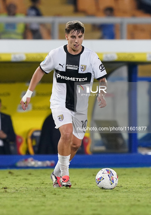 Adrian Bernabe of Parma Calcio is in action during the Serie A match between Lecce and Parma in Lecce, Italy, on September 21, 2024. 