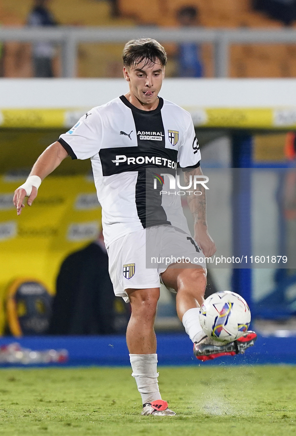 Adrian Bernabe of Parma Calcio is in action during the Serie A match between Lecce and Parma in Lecce, Italy, on September 21, 2024. 