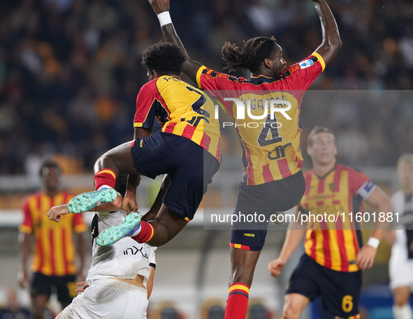 Andy Pelmard of US Lecce is in action during the Serie A match between Lecce and Parma in Lecce, Italy, on September 21, 2024. 