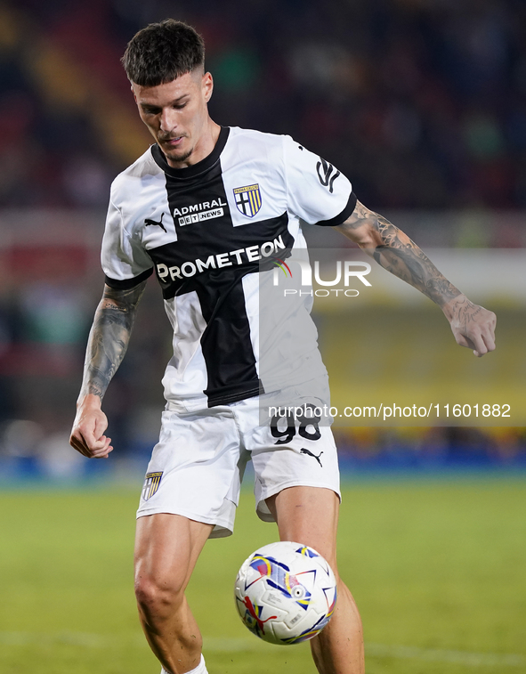 Dennis Man of Parma Calcio is in action during the Serie A match between Lecce and Parma in Lecce, Italy, on September 21, 2024. 