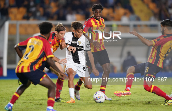 Anas Haj Mohamed of Parma Calcio is in action during the Serie A match between Lecce and Parma in Lecce, Italy, on September 21, 2024. 