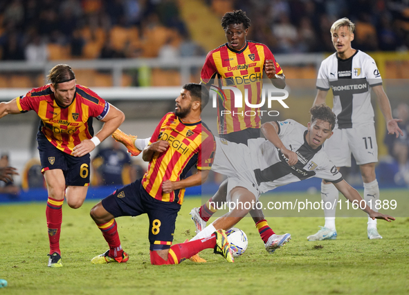 Anas Haj Mohamed of Parma Calcio is in action during the Serie A match between Lecce and Parma in Lecce, Italy, on September 21, 2024. 