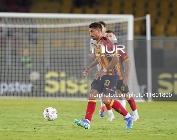 Santiago Pierotti of US Lecce is in action during the Serie A match between Lecce and Parma in Lecce, Italy, on September 21, 2024. 