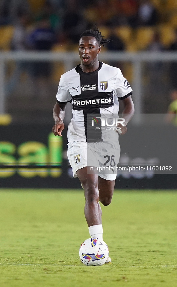 Woyo Coulibaly of Parma Calcio is in action during the Serie A match between Lecce and Parma in Lecce, Italy, on September 21, 2024. 