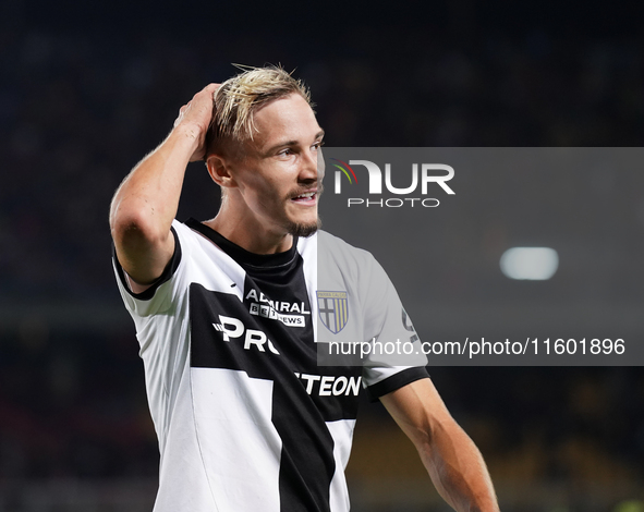 Pontus Almqvist of Parma Calcio is in action during the Serie A match between Lecce and Parma in Lecce, Italy, on September 21, 2024. 