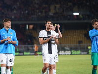 Players of Parma applaud the fans following the final whistle of the Serie A match between Lecce and Parma in Lecce, Italy, on September 21,...