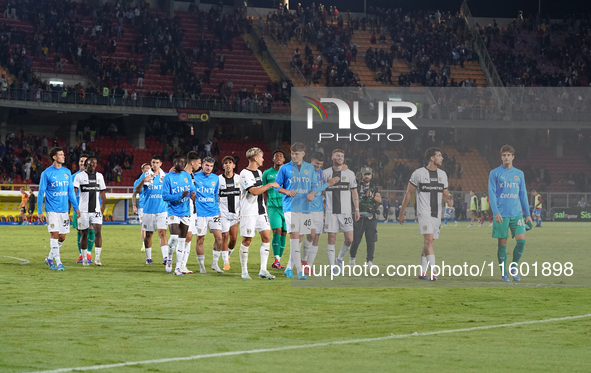 Players of Parma applaud the fans following the final whistle of the Serie A match between Lecce and Parma in Lecce, Italy, on September 21,...