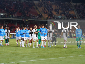 Players of Parma applaud the fans following the final whistle of the Serie A match between Lecce and Parma in Lecce, Italy, on September 21,...