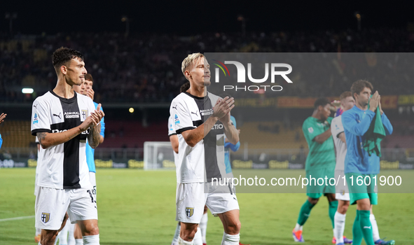 Players of Parma applaud the fans following the final whistle of the Serie A match between Lecce and Parma in Lecce, Italy, on September 21,...