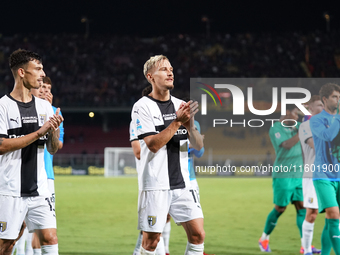 Players of Parma applaud the fans following the final whistle of the Serie A match between Lecce and Parma in Lecce, Italy, on September 21,...