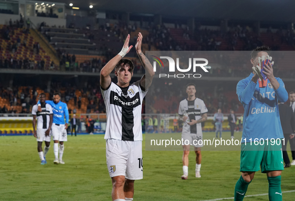 Players of Parma applaud the fans following the final whistle of the Serie A match between Lecce and Parma in Lecce, Italy, on September 21,...