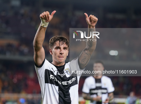 Players of Parma applaud the fans following the final whistle of the Serie A match between Lecce and Parma in Lecce, Italy, on September 21,...