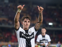 Players of Parma applaud the fans following the final whistle of the Serie A match between Lecce and Parma in Lecce, Italy, on September 21,...