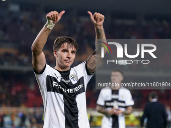 Players of Parma applaud the fans following the final whistle of the Serie A match between Lecce and Parma in Lecce, Italy, on September 21,...