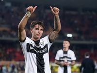 Players of Parma applaud the fans following the final whistle of the Serie A match between Lecce and Parma in Lecce, Italy, on September 21,...