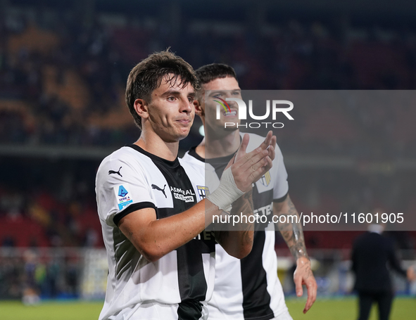 Players of Parma applaud the fans following the final whistle of the Serie A match between Lecce and Parma in Lecce, Italy, on September 21,...