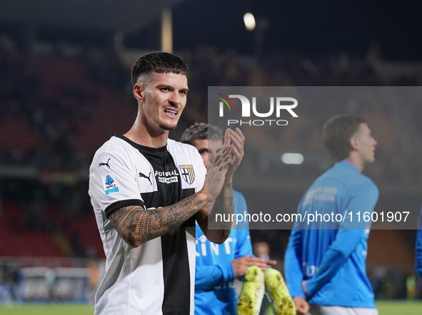 Players of Parma applaud the fans following the final whistle of the Serie A match between Lecce and Parma in Lecce, Italy, on September 21,...