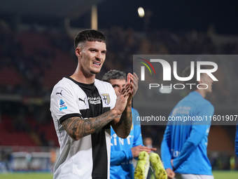 Players of Parma applaud the fans following the final whistle of the Serie A match between Lecce and Parma in Lecce, Italy, on September 21,...