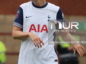 Clare Hunt of Tottenham Hotspur Women is in action during the Barclays FA Women's Super League soccer match between Tottenham Hotspur Women...