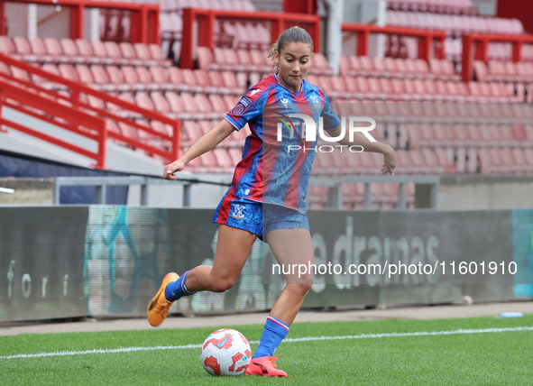 Indiah-Paige Riley of Crystal Palace Women is in action during the Barclays FA Women's Super League soccer match between Tottenham Hotspur W...