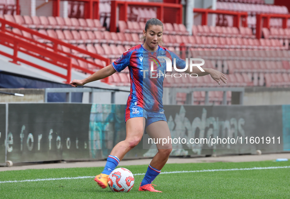 Indiah-Paige Riley of Crystal Palace Women is in action during the Barclays FA Women's Super League soccer match between Tottenham Hotspur W...