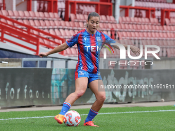 Indiah-Paige Riley of Crystal Palace Women is in action during the Barclays FA Women's Super League soccer match between Tottenham Hotspur W...