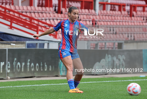 Indiah-Paige Riley of Crystal Palace Women is in action during the Barclays FA Women's Super League soccer match between Tottenham Hotspur W...