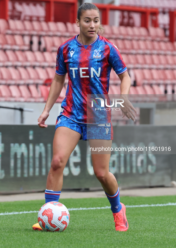 Indiah-Paige Riley of Crystal Palace Women is in action during the Barclays FA Women's Super League soccer match between Tottenham Hotspur W...