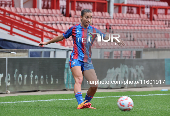 Indiah-Paige Riley of Crystal Palace Women is in action during the Barclays FA Women's Super League soccer match between Tottenham Hotspur W...