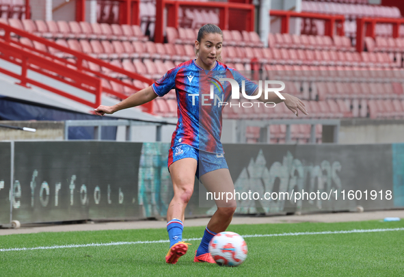 Indiah-Paige Riley of Crystal Palace Women is in action during the Barclays FA Women's Super League soccer match between Tottenham Hotspur W...