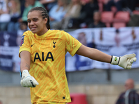 Becky Spencer of Tottenham Hotspur Women is in action during the Barclays FA Women's Super League soccer match between Tottenham Hotspur Wom...