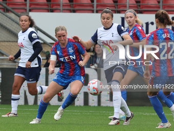 Aimee Everett of Crystal Palace Women and Anna Csiki of Tottenham Hotspur Women are in action during the Barclays FA Women's Super League so...