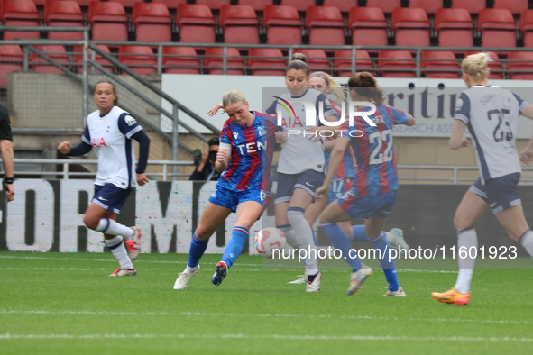 Aimee Everett of Crystal Palace Women and Anna Csiki of Tottenham Hotspur Women are in action during the Barclays FA Women's Super League so...