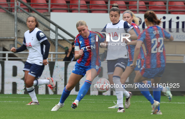 Aimee Everett of Crystal Palace Women and Anna Csiki of Tottenham Hotspur Women are in action during the Barclays FA Women's Super League so...