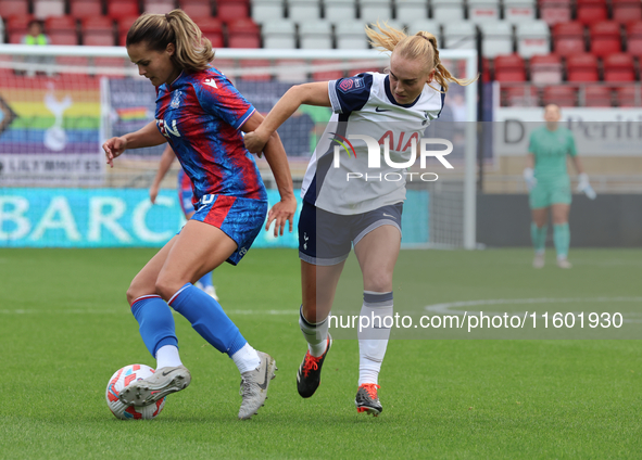 Katie Stengel of Crystal Palace Women plays during the Barclays FA Women's Super League soccer match between Tottenham Hotspur Women and Cry...