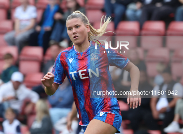 Poppy Pritchard, on loan from Manchester United, is in action during the Barclays FA Women's Super League soccer match between Tottenham Hot...