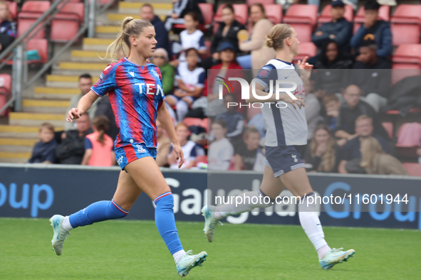 Poppy Pritchard, on loan from Manchester United, is in action during the Barclays FA Women's Super League soccer match between Tottenham Hot...