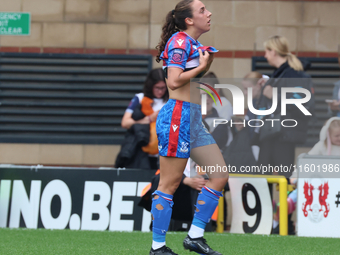 Brooke Aspin (on loan from Chelsea) of Crystal Palace Women is sent off during the Barclays FA Women's Super League soccer match between Tot...