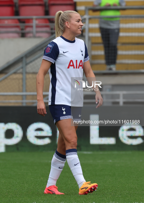 Charlotte Grant of Tottenham Hotspur Women is in action during the Barclays FA Women's Super League soccer match between Tottenham Hotspur W...