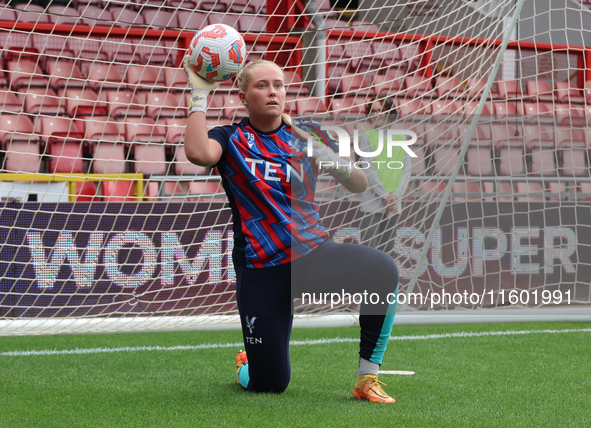 Milla-Maj Majasaari of Crystal Palace Women warms up before the Barclays FA Women's Super League soccer match between Tottenham Hotspur Wome...