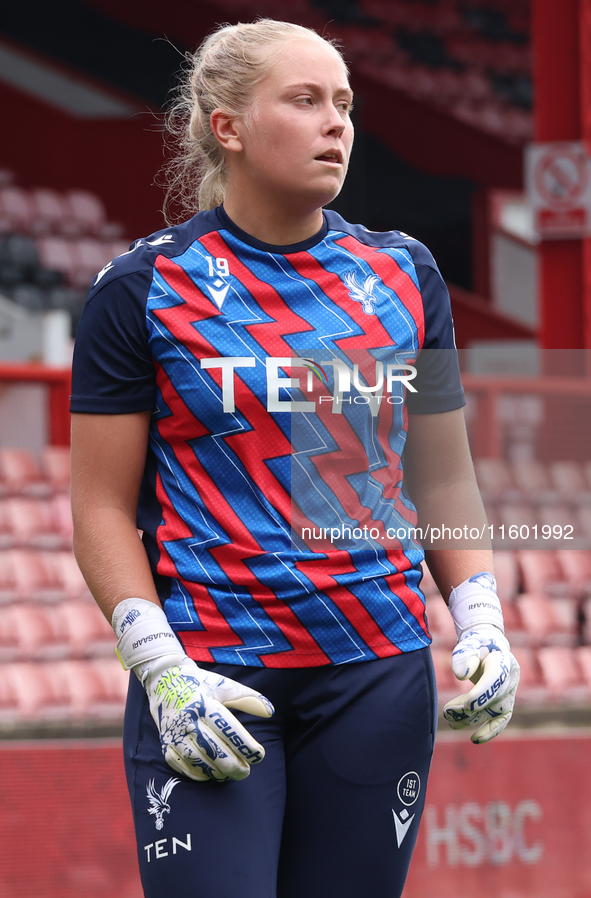 Milla-Maj Majasaari of Crystal Palace Women warms up before the Barclays FA Women's Super League soccer match between Tottenham Hotspur Wome...