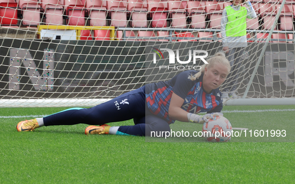 Milla-Maj Majasaari of Crystal Palace Women warms up before the Barclays FA Women's Super League soccer match between Tottenham Hotspur Wome...