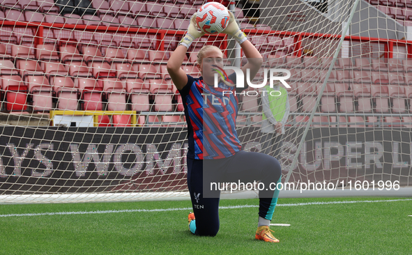 Milla-Maj Majasaari of Crystal Palace Women warms up before the Barclays FA Women's Super League soccer match between Tottenham Hotspur Wome...